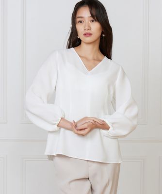 ＜INED L (Women/大きいサイズ)＞《大きいサイズ》Ｖネックブラウス（７１６１１８２８０１）