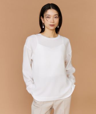 INED L (Women/大きいサイズ)/イネドＬ 《大きいサイズ》衿リブブラウスＴシャツ（７１６１１９０８０４）