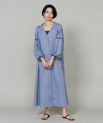 Vネックシャンブレーワンピース（7162121014） | INED