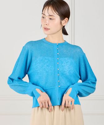 IENA ウールデザインカーディガン IENA（イエナ） カーディガン カシミヤ混片畦ラグランVネック