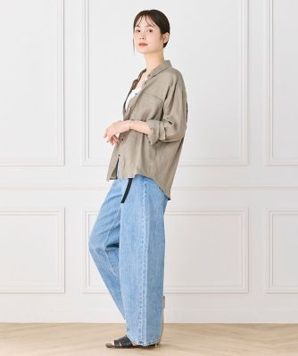 リネンレギュラーカラーシャツ｜涼しく気品を纏う、大人の艶感ブラウス 