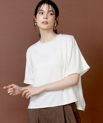 INED L (Women/大きいサイズ)/イネドＬ 《大きいサイズ》ジョーゼットドルマンスリーブカットソー《吸水速乾》（７１６２１９０８１７）