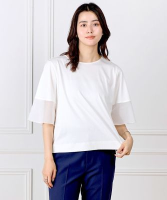 大きいサイズ》袖シアープルオーバーカットソー（7162190818