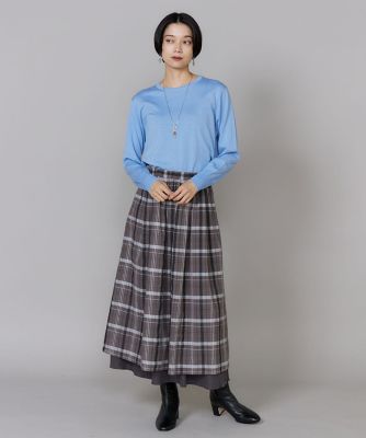 シアーチェックレイヤードスカート ｜ オンオフ活躍するラクして洒落る