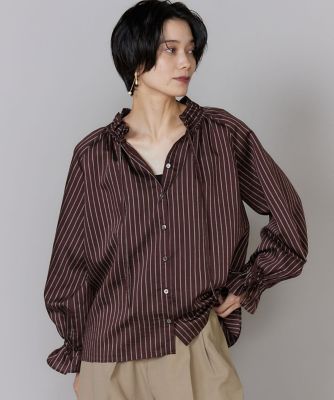 フリルネックストライプブラウス ｜ 1枚で華やぐ大人キレイめスタイル