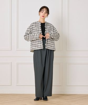 Diagram LINTON ノーカラージャケット 美品 Diagram LINTON ツイード ノーカラージャケット - メルカリ