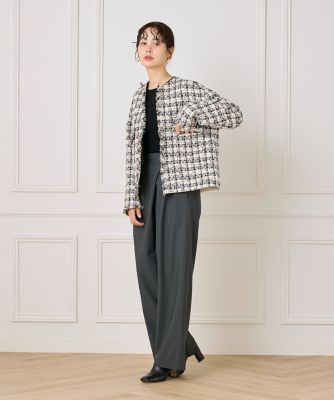 大きいサイズ》LINTONノーカラージャケット