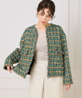 大きいサイズ》LINTONノーカラージャケット