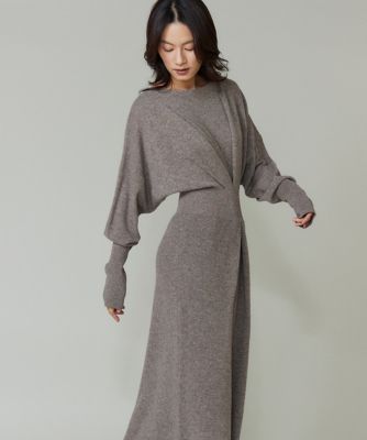 大きいサイズ》タックデザインニットワンピース（8054172836