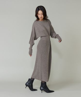 大きいサイズ》タックデザインニットワンピース（8054172836