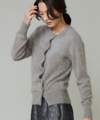 大きいサイズ》カシミヤアシンメトリーカーディガン