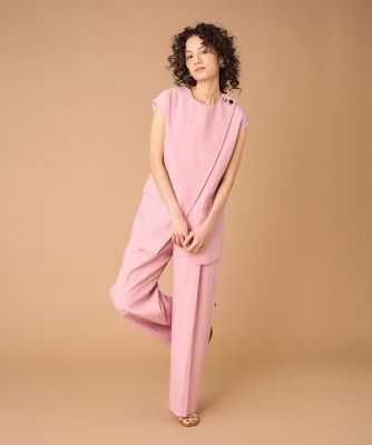 AVENIRETOILE ピンクベージュ Vネック ノースリーブ トップス 大きいサイズ》ノースリーブトップス（8060141802） | la