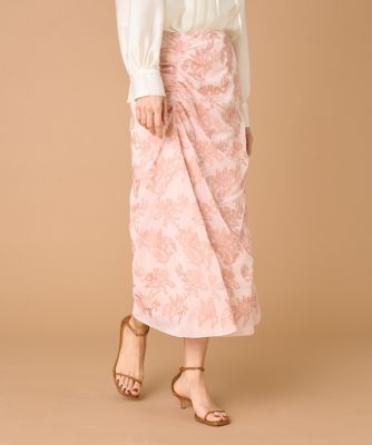 大きいサイズ》シフォン刺繍スカート（8060152801） | la