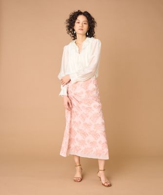 大きいサイズ》シフォン刺繍スカート（8060152801） | la
