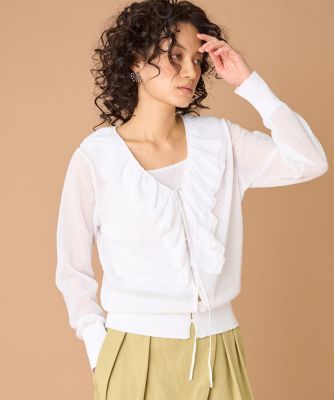 ラメニットフリルカーディガン（8062178916） | la veille