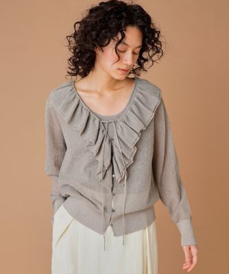 ラメニットフリルカーディガン（8062178916） | la veille