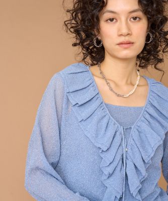 ラメニットフリルカーディガン（8062178916） | la veille