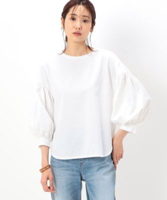 ＜三越伊勢丹/公式＞ COMME CA (Women)/コムサ コットンポンチ ボリュームスリーブTシャツ シロ トップス【三越伊勢丹/公式】