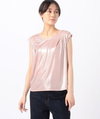 【SALE】COMME CA (Women)/コムサ 箔スムース デザインタンクトップ(0101EG02) ピンクゴールド トップス【三越伊勢丹/公式】