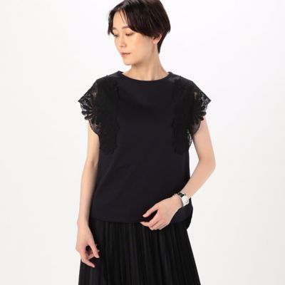 コットンポンチ　ボタニカルレースモチーフＴシャツ（０１０１ＥＧ０４）