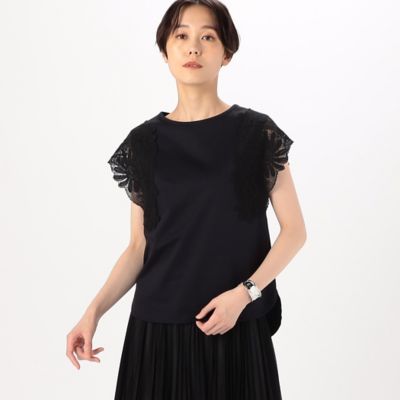 コットンポンチ　ボタニカルレースモチーフＴシャツ（０１０１ＥＧ０４）