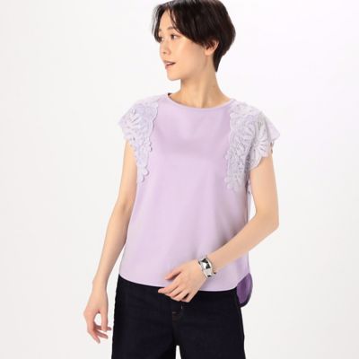 コットンポンチ　ボタニカルレースモチーフＴシャツ（０１０１ＥＧ０４）