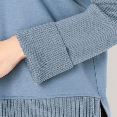 【ウォッシャブル】ウールミルドスムース　ニット切替プルオーバー（０１０１ＥＷ１７）