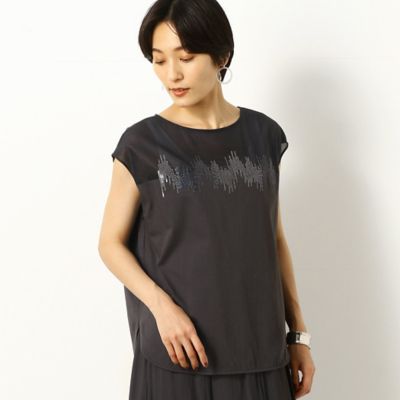 スパンコール刺繍　フレンチスリーブＴシャツ（０１０２ＥＡ０１）