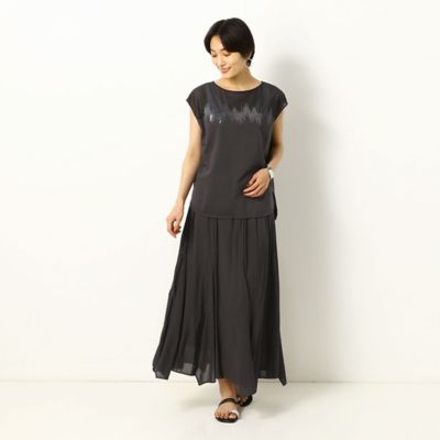 スパンコール刺繍　フレンチスリーブＴシャツ（０１０２ＥＡ０１）