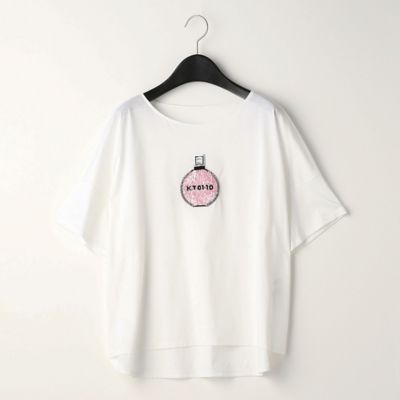 ＜COMME CA (Women)＞香水瓶モチーフ　刺繍Ｔシャツ（０１０２ＥＡ０２）