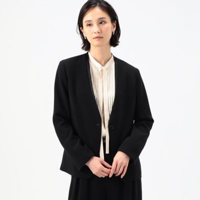 ＜三越伊勢丹/公式＞ COMME CA (Women)/コムサ トリアセテートポリエステルダブルクロス ノーカラージャケット クロ コート・ジャケット【三越伊勢丹/公式】