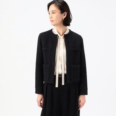 ＜COMME CA (Women)＞ラッセルツイード　ノーカラージャケット（０１０２ＪＧ０２）