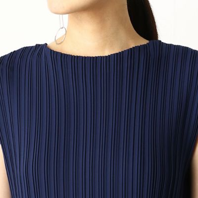 ツイスト梨地ストレッチ　ランダムプリーツ　ブラウス（０１０４ＨＴ１２）
