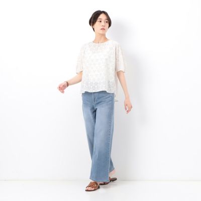 ジャージー風　ワイドデニムパンツ（０１０５ＰＣ１１）