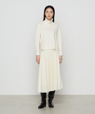 ウールスムースジャージー シガレットプリーツスカート