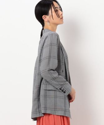 【ライオンマミー】【美品】IÉNA カラードチェックテーラードジャケット シアーオーバーチェック テーラードジャケット