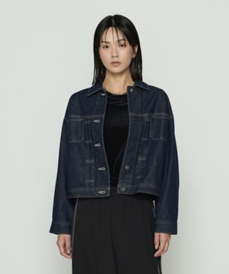 10．5オンス空紡デニム フェイクファー襟付きデニムジャケット