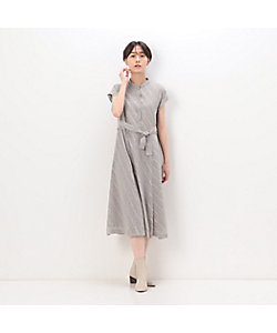 COMME CA (Women)/コムサ カットジャカードドットプリント　バンドカラーシャツドレス（０１０８ＯＥ０１）