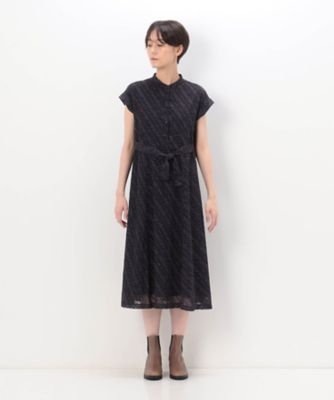 カットジャカードドットプリント　バンドカラーシャツドレス（０１０８ＯＥ０１）