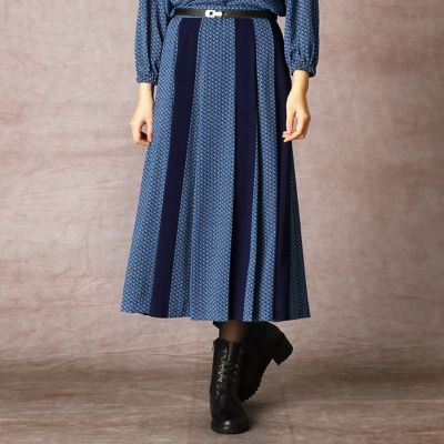 ジオメトリック小紋調プリント　フレアースカート（０１０９ＦＲ０２）