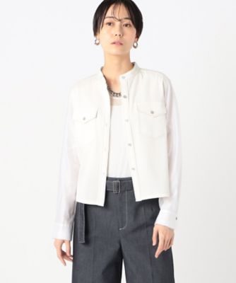 ＜COMME CA (Women)＞デニム調スラブストレッチ　クロップド丈シャツ（０１０９ＨＧ０４）