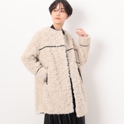 ＜三越伊勢丹/公式＞【SALE】COMME CA (Women)/コムサ フェイクファー ロングブルゾン シロ コート・ジャケット【三越伊勢丹/公式】