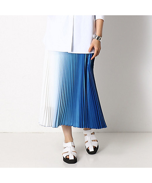 【SALE】カラーグラデーションプリント スカート アオ ロングスカート