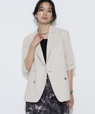 【セオリー】リネン混ストレッチ ダブルブレストジャケット ブラック 4 L相当 セオリー】リネン混ストレッチ ダブルブレストジャケット ブラック 4 L