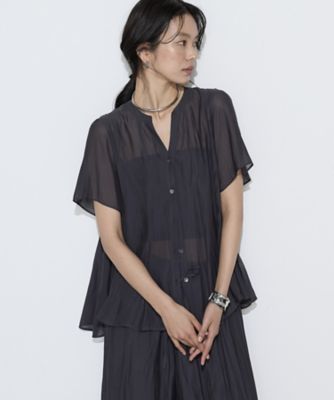 ＜COMME CA (Women)＞【セットアップ対応】カッセンシフォンオーガンジー　フレアブラウス（０１１３ＢＯ０４）