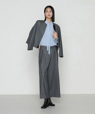 セットアップ対応】ストレッチフラノ アシンメトリータックワイド