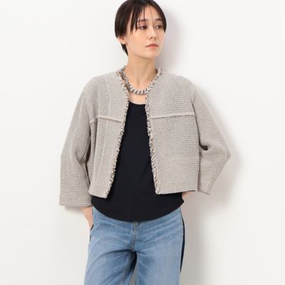 ＜COMME CA (Women)＞からみ織り　ノーカラージャケット（０１１３ＶＣ０４）