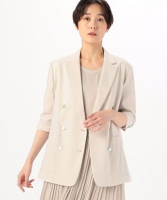 リネン／トリアセテートストレッチ ダブルブレストジャケット