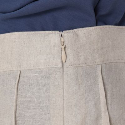 リネンフラワー　刺繍ハギプリーツスカート（０１１５ＦＣ０４）