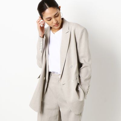 ＜COMME CA (Women)＞【セットアップ対応／洗える】リネンストレッチ　ダブルテーラード　ジャケット（０１１５ＪＴ０１）